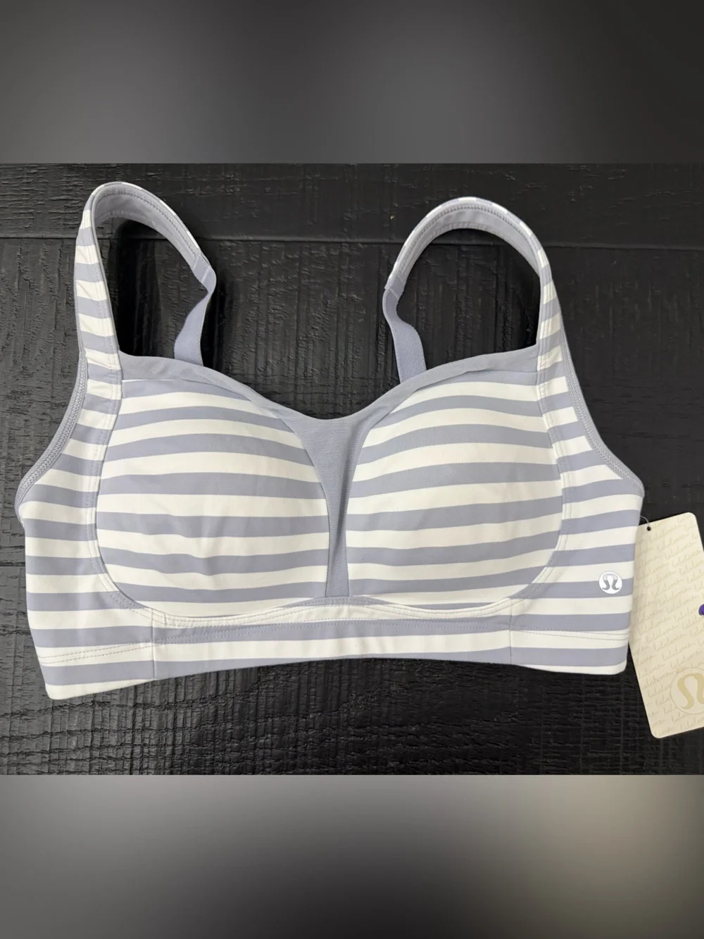 lululemon athletica Gray and White Striped Women's Supportive Sports Bra